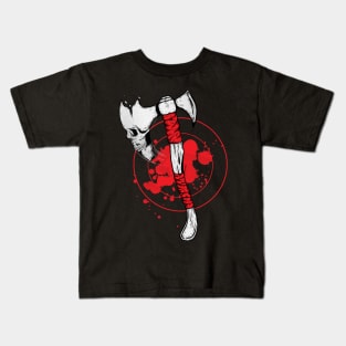 Skull Throwing Axe Kids T-Shirt